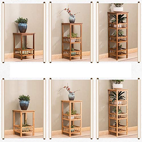 Multi-Layered Floor-Standing Flower Shelf Wooden Decoration Plant Stand Plant Storage Rack with Guardrail Beige-50cm - view 4