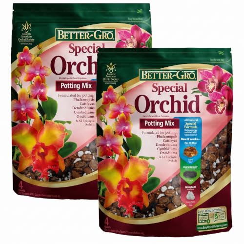 Special Orchid Mix - Premium Grade Orchid Bark Potting Mix, Repotting, Enhanced Drainage, Air Flow & Root Ventilation, Ideal for Phalaenopsis, Cattleyas, Dendrobiums 4 Quarts (Pack of 2)