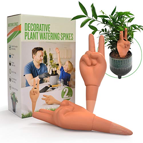 4 Pack 9" Tall Peace Hands for Plant Auotmatic Watering Devices - Terracotta Plants Self Watering Spikes Stakes - Home Garden Decorative Waterer(Peace V Sign Hand) - view 2