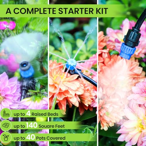 Drip Irrigation System Kit for Garden Watering, 230FT Quick Connect - view 2