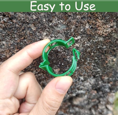 100pcs Plant Support Clips - Green Tomato Clips for String Trellis, Grape Vine Clips for Garden Netting Climbing Plants, Secured Plastic Plant Clip for Fixing Stem and Vine - view 3