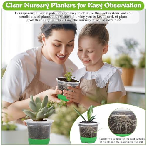 51PCS Reusable Seed Starter Kit Includes 26 Packs 3 Sizes Clear Nursery Pots with Silicone Base, Repotting Mat, Gardening Gloves, Plant Labels and Seedling Tools for Easy Transplant - view 5
