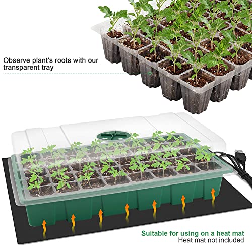 5 Pack Seed Starter Tray, 200Cell Mini Propagator Greenhouse Grow Kit - view 3