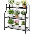 Metal Plant Stand Indoor & Outdoor, 27" Wide - 3 Tier, Black