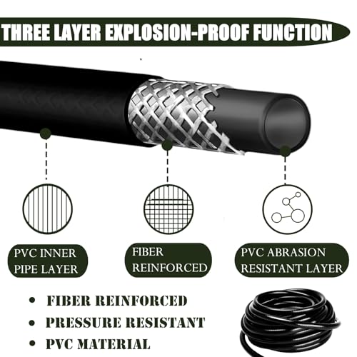 1/2in. Drip Irrigation Tubing - 50FT Drip Line Irrigation System Parts for Garden(Includes 1/2" Straight Connector,Switch Valves, T Connectors, 1/2" to 1/4" Tubing Reducers, Cable Zip Ties) - view 3