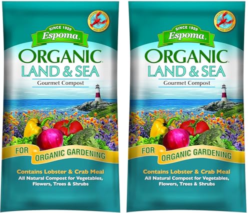 Organic Land and Sea Gourmet Compost with Lobster & Crab Meal: Planting Mix for Vegetables, Flowers, Trees & Shrubs, 1 Cubic Foot Bag (Pack of 2)