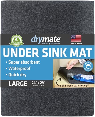 Premium Under Sink Mat, Waterproof Liners, 24”x29”, Charcoal