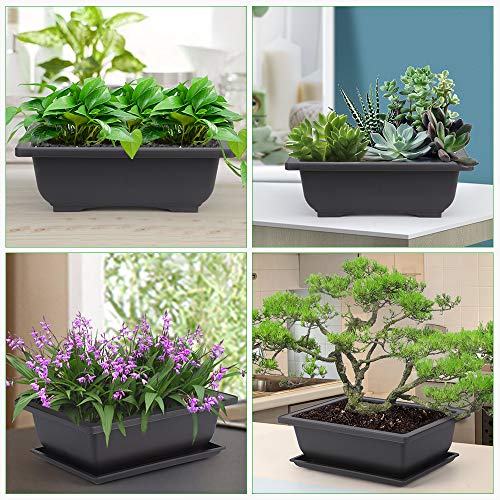 Bonsai Pots with Drainage Tray 6 Pack 9 Inch Bonsai Training Pot - view 6
