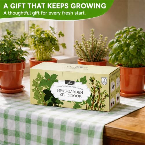 Herb Garden Kit, Indoor Herb Garden Starter Kit with Pots & Herb Seeds, Beautiful Gift Box, Gardening Gift for Women & Mom, Birthday, Christmas & Housewarming - view 5
