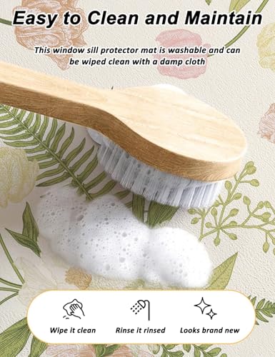 Absorbent Window Sill Protector Mat Diatomaceous Earth - 4-16" Wide Decorative Window Sill Cover Bay Window Seat Cushion Pad Non-Slip/Dust-Proof from Dog Cat Scratching(D,100x20cm/39.4x7.9in) - view 4