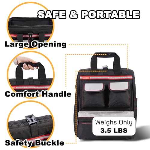 Backpack Tool Bag with Padded Back Support Heavy Duty Tool Kit Carrier Storage Bags for Electrician, Plumber, HVAC, Cable Repairman - view 4