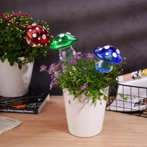 Self Watering Globes Mushroom Glass Bulbs Set of 3, Indoor Outdoor - view 6