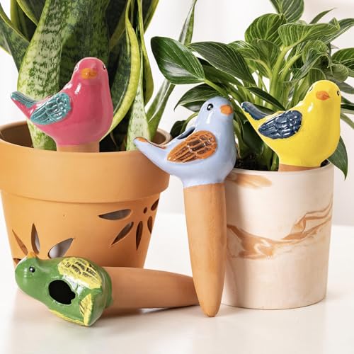 4PCS Self Watering Globes, Automatic Terracotta Watering Bulbs - Watering Spikes, Vacation Plant Watering Devices System, Plant Watering Globes for Indoor and Outdoor Plants - Birds