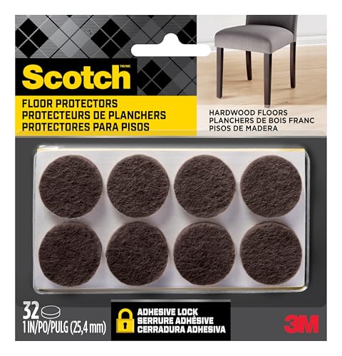 Felt Pads, 32 Pads, Circle, Brown, 1 in x 1 in