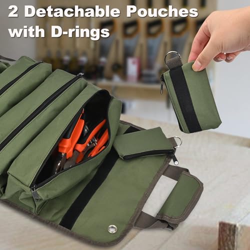 Roll Up Tool Bag Organizer, Gifts for Men Dad Husband Him Christmas Stocking Stuffers, Heavy Duty Storage Pouches Carrier Bag for Electrician Mechanic Thanksgiving Fathers Day Birthday Gifts (Khaki) - view 6