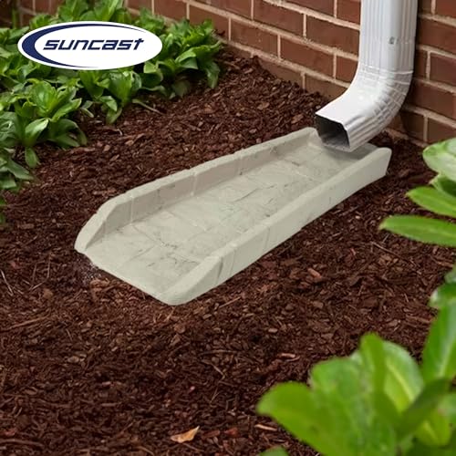 Suncast Durable Decorative Rain Gutter Downspout Erosion Prevention, Water Guard Diverter Catch Basin Tray Splash Block, Light Taupe (6 Pack) - view 4