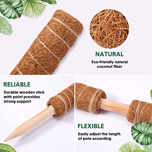10 Pack Moss Pole, 112 Inch Coir Moss Pole for Plants Monstera, Plant Pole for Climbing Indoor Plants Potted Plants, Plant Sticks Support Extension with 30 Pcs Plant Labels and 5 Pcs Garden Ties - view 5