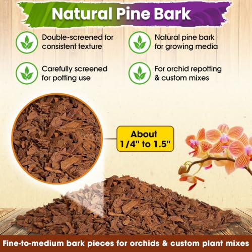 Orchid Bark for Plants, Natural Pine Bark for Orchid Repotting, 2 QT - view 2
