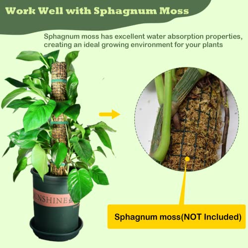 Moss Pole DIY Kit, 13.2ft Metal Moss Pole for Plants Monstera, 4Pcs 8.3in×3.3ft Steel Wire Mesh with Cable Ties, Max Make 7Pcs 23" Sphagnum Moss Pole (13.2FT Wire Mesh Without Plier) - view 4