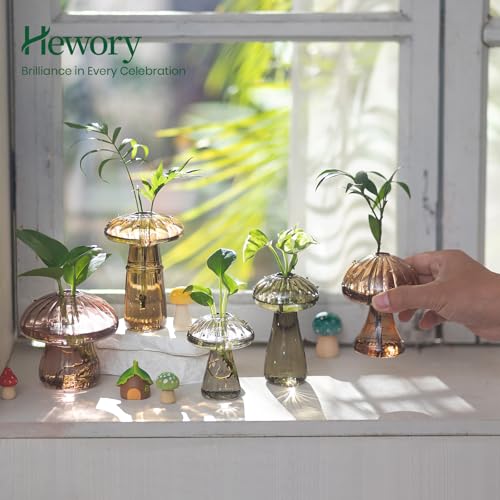 Plant Propagation Station: 5PCS Amber Glass Mushroom Vase for Flower - view 2