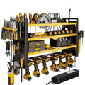 Cordless Power Tool Organizer Wall Mount, 6 Drill Holders, Yellow