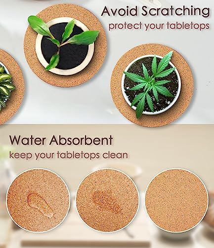 Cork Plant Coasters, Double Layers Hard Cork, 8 Inch, 4 Pcs - view 5