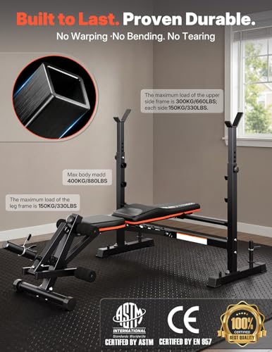 Olympic Weight Bench, Adjustable Bench Press Rack, Foldable 1870LBS - view 4