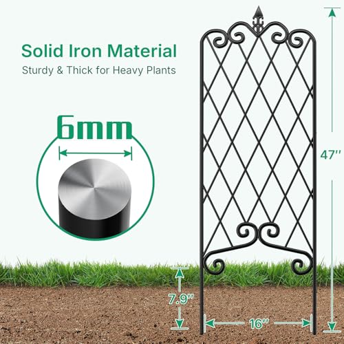 4 Pack Garden Trellis for Climbing Plants Outdoor 47” x 16” Garden Fencing Decorative Plant Trellis Vegetables and Rose Trellis for Ivy Cucumbers Black - view 5