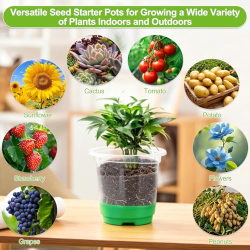 59Pcs Clear Nursery Pots Kits with Grow Light Includes 22 Pack 4'' Seed Starter Pots with Silicone Base & Lids, Clear Plant Pots for Propagation, Seedling Pots Kit with Drainage, Labels, Repotting Mat - view 7