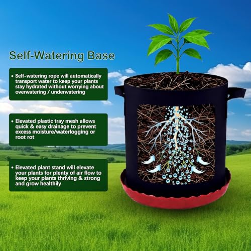 8 Pack 16 inch Self Watering Base for Fabric Grow Bag, Self-watering Plastic Elevated Plant Saucer Stand, Automatic Watering Tray for Non-woven Planter Flower Pot Growth Tent Greenhouse Indoor Outdoor - view 2