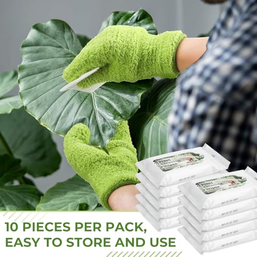 8 Pack Plants Cleaning Wipes and 1 Pair Microfiber Dusting Gloves Based Wipes for Shiny Leaves and Better Photosynthesis for Indoor Outdoor Plants - view 6