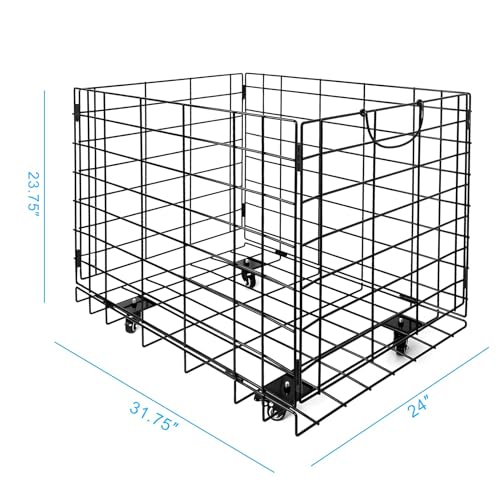 Heavy-Duty Folding Ball Cart with Wheels - Large Capacity Sports Equipment Organizer, Holds 20+ Soccer/14 Basketballs, Steel Mesh Storage Bin for Gym, School, Garage, Poolside - view 6