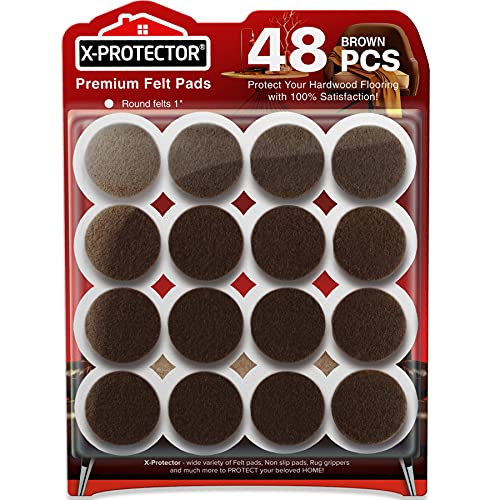 Felt Furniture Pads - 48 PCS 1" - Premium Felt Pads (Brown)