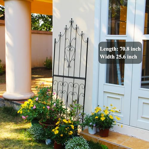 Garden Trellis for Climbing Plants 70.8" H x 25.6" W Metal Premium Quality Material Rust-Resistant Climbing Frame Stylish Garden Addition Outdoor Roses Vine Ivy Clematis Trellises Black - view 3