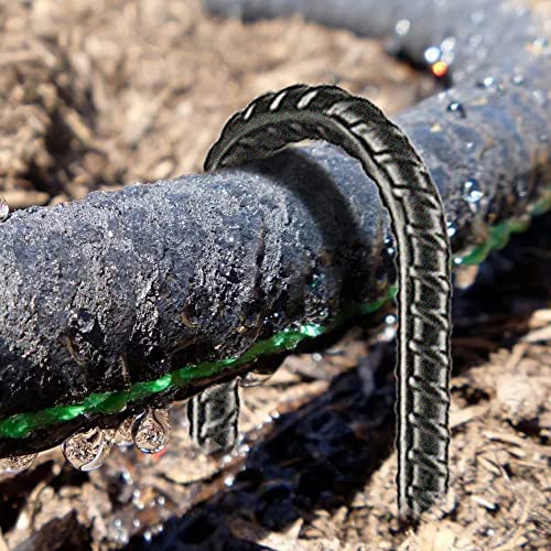 16” Ground Rebar Stakes (8pcs) Heavy Duty J Hook Ground Anchors, Curved Steel Plant Support Garden Stake with Chisel Point end, Hammer Through Hard Soil for Camping Tent - Black Powder Coated - view 4