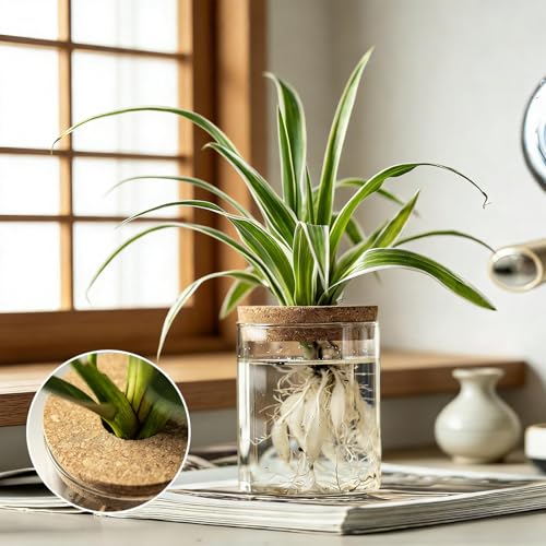 Glass Propagation Vase with Bamboo Tray, Medium, for Cuttings & Air Plants - view 5