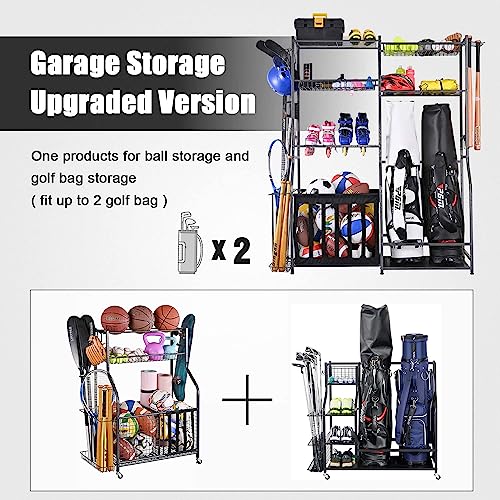 Sports Equipment Organizer for Garage with Golf Bag Storage - view 2