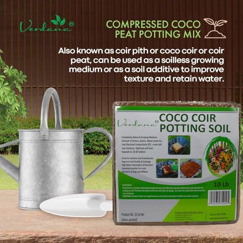 Coco Coir Potting Soil Brick - 10 lb Compressed Coconut Coir Block, Expands to 72 Quarts / 18 Gallons, Peat Moss Alternative for Seed Starting, Raised Beds, Potting Mix & Houseplants - view 5