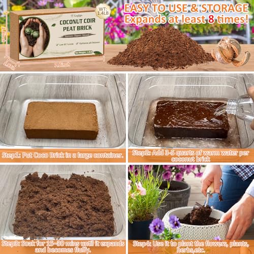 4 Pack Coco Coir Bricks for Plants- 100% Organic Coconut Coir Soil - view 4