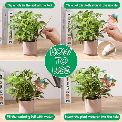 Self Watering Globes for Plants 4 Pack Mushroom Glass Plant Watering Globes - view 5