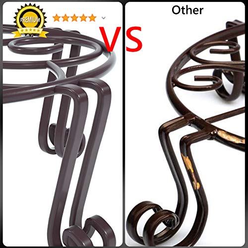 Tall Plant Stand Outdoor, Metal Planter Stands for Indoor Plants, 11.8x6 Inches Heavy Duty Pots Holder, Garden Container Rack, Large Wrought Iron Pumpkin Stand, Bronze/Brown - view 3