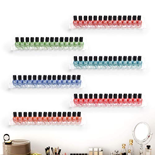 15" Acrylic 6 Shelves Nail Polish Wall Mounted Holder Paint Organizer Storage Rack Clear Hanging Nail Polish Shelf Floating Wall Mount Nursery Bookshelves Vinyl Display Record Holder. - view 7