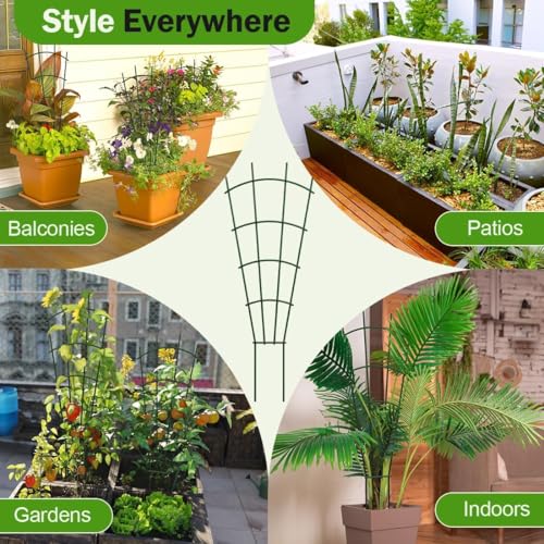 4-Pack Metal Trellis for Potted Plants, 32" Heavy Duty Garden Trellis for Climbing Plants, Rustproof Powder Coated Indoor/Outdoor Trellis for Climbing Vines, Flowers, Houseplants - view 7