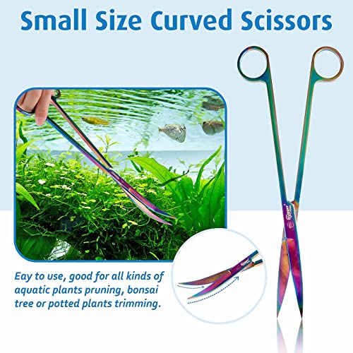 6-in-1 Long Aquarium Aquascaping Tools Kit, Color Stainless Steel Premium Aquatic Plant Tweezers Scissors Spatula Kit Comes with 1 Tool Holder and 1 Cleaning Cloth, for Fish Tank Starters - view 2
