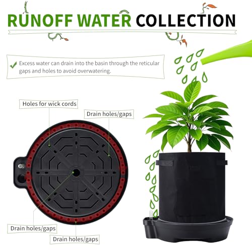 15” Self-Watering Plant Saucer, Capillary Action Theory Auto-Irrigation System, 4-Pack Bases with pH Test Tank & Water Gauge, Heavy Duty for Use in Indoor Grow Tents/Outdoor Gardens - view 3
