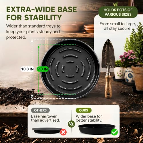10 Pack Plant Trays 9 inch Heavy Duty Plant Saucers for Indoor Outdoor Use - view 2