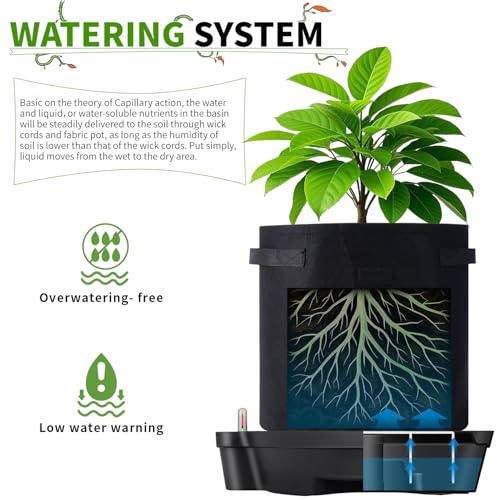 15” Self-Watering Plant Saucer, Capillary Action Theory Auto-Irrigation System, 4-Pack Bases with pH Test Tank & Water Gauge, Heavy Duty for Use in Indoor Grow Tents/Outdoor Gardens - view 2