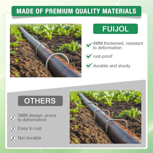 8 Gauge Landscape Staples, 8 Inch Heavy Duty U-Shaped Landscape Stakes, 100 Pack Galvanized Garden Staples for Weed Barrier Stakes, Ground Cover, Irrigation Tubing, Fence (100) - view 5
