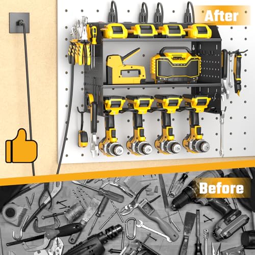 Power Tool Organizer Wall Mount 3 Layer Charging Station with 6 Outlets - view 5