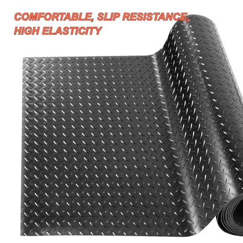 Anti-Slip Rubber Diamond Floor Mat - Durable, Non-Skid, Waterproof Floor Protection for Home, Gym, Garage, and Vehicles - 2.5 mm x 4 ft x 6 ft Rolls - Black (4x6 FT) - view 3